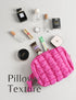 Quilted Makeup Bag, Cute Travel Toiletry Organizer for Women, Hot Pink Puffer Makeup Pouch (M, Hot Pink)