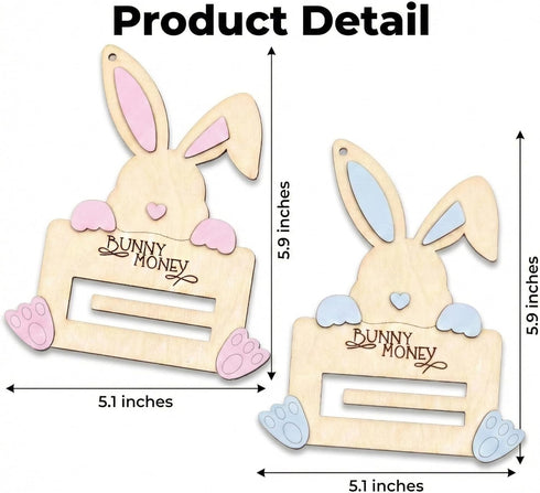 Set 2 of Easter Bunny Money Holders for Cash Gifts, Basket Stuffers for Kids, Toddlers, Baby Boy Girl, Cute Bunny Money