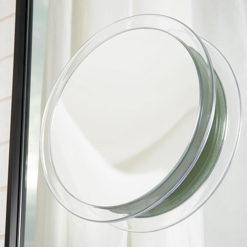 Jerdon Clear Portable Makeup Mirror - 9-Inch Diameter with Suction Cups and Vinyl Travel Case - 5X Magnification - JSC5