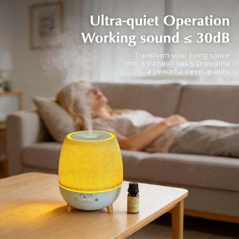 Noigoa 300ML Home,23dB Essential Oil Diffuser with Fabric Cover, with Remote Control, Ultrasonic Cool Mist Humidifier