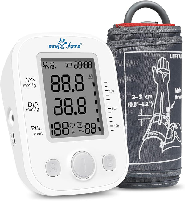 Easy@Home Digital Blood Pressure Monitor, Upper Arm BP Machine with Large Cuff and Individual Memory
