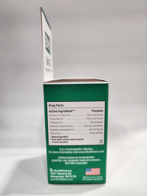 BHI Back Natural Back, Hip & Leg Pain Relief, 100 Tablets, Homeopathic Ingredients for Muscle Tightness