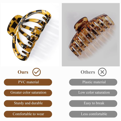 Shinowa Hair Clips, 2-Pack - Bohemian Tortoise Shell Hair Claw Clips for Thick Hair, Accessories for Women and Girls