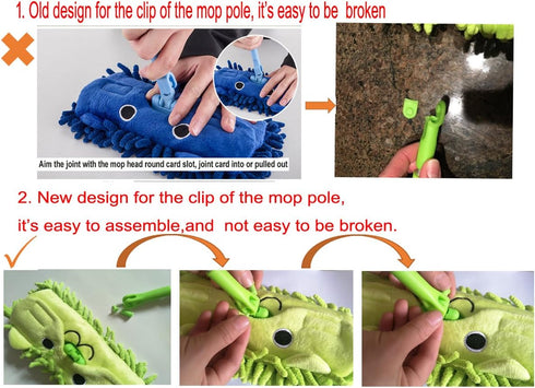 Mini Microfiber Chenille Cartoon Flat Dust Mop for Children, Detachable, 360 Degree Rotation