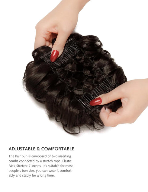 Yamel Messy Bun Scrunchie Chignon Hairpiece Updo Curly Bun Extension Combs in Dark Brown