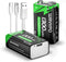 9V Rechargeable Batteries, 1300mAh 9 Volt Lithium with USB-C Charge and 2 in 1 Charging Cable, 2 Pack