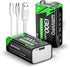 9V Rechargeable Batteries, 1300mAh 9 Volt Lithium with USB-C Charge and 2 in 1 Charging Cable, 2 Pack