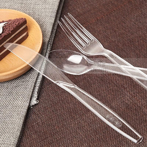 200 Count Clear Plastic Knives, Heavy Weight Disposable Cutlery, Clear Plastic Silverware Bulk