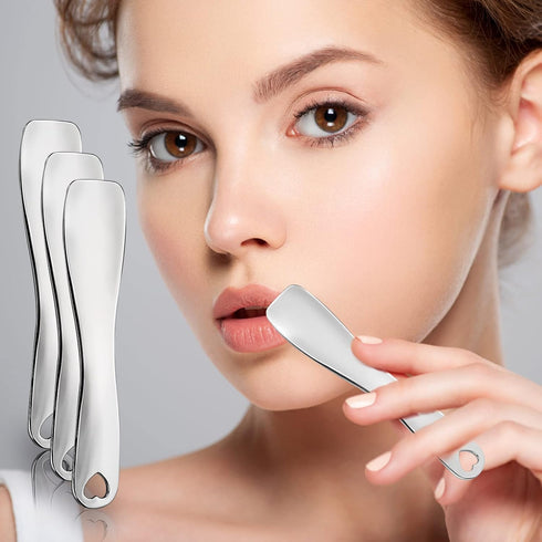 Sibba 3 PCS Facial Spatula Massage Eye Roller, Stainless Steel Applicator Wand for Face Cream and Lotion