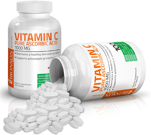 Vitamin C 1000 mg Premium Non-GMO Ascorbic Acid, 100 Tablets - Supports Immune System and Antioxidant Protection