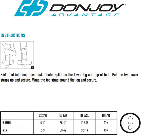 DonJoy DA161FB01-BLK-S/M Plantar Fasciitis Night Splint, Lightweight Rigid Support for Pain Relief and Achilles
