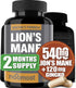Organic Lions Mane Supplement Capsules 5400mg, Ginkgo Biloba 120mg, Vegan for Cognitive Function, 2 Months