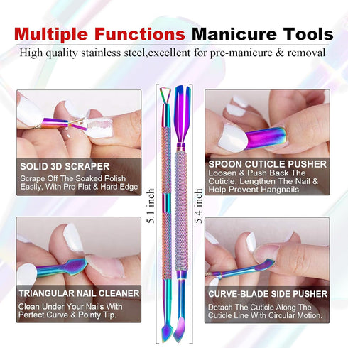 LOUINSTIC Gel Nail Polish Remover Kit, Gel Remover with Cuticle Oil & Latex Tape, No Soaking, Wrapping