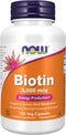 NOW Foods Supplements, Biotin 5,000 mcg, 120 Veg Capsules for Amino Acid Metabolism and Energy Production
