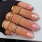 Square Press on Nails Short Cute Purple French Tip False Nails with White Flower Designs - 24 Pcs