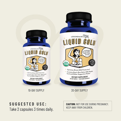 Legendairy Milk Liquid Gold Lactation Support, Supplement with Organic Goats Rue, Milk Thistle, 60 Count
