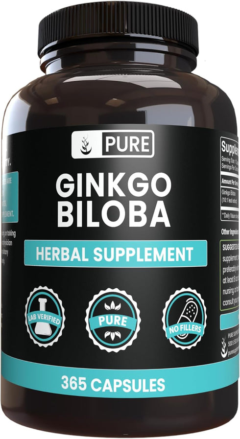 Ginkgo Biloba by PURE ORIGINAL INGREDIENTS (365 Capsules) - No Fillers, Always Pure, Lab Verified