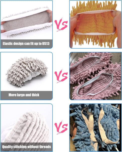 8 Pcs Mop Slippers Socks - Washable Reusable Microfiber Shoe Covers for House Cleaning (Grey).