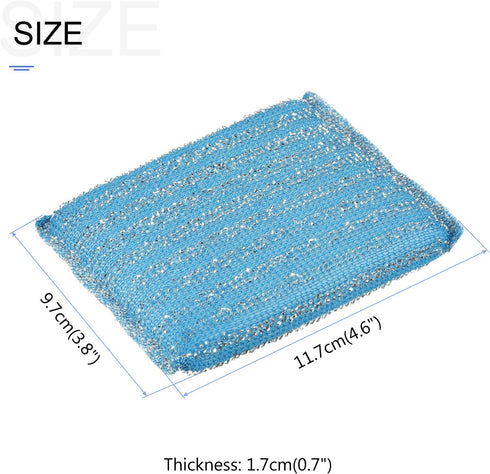 Kitchen Scrub Sponge 4pcs, Dishwashing Sponge Non-Scratch Microfiber Sponge Cleaning Dish Scrubber for Washing Dishes Household Cleaning, Blue/Green/Yellow/Red/Silver Tone by METALLIXITY