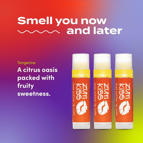 Indigo Wild Zum Kiss Stick, Natural Lip Balm with Organic Beeswax, Tangerine Flavor, 3 Pack