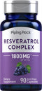 Piping Rock Resveratrol Complex 1800 mg | 90 Capsules | Ultra Potent, Non-GMO, Gluten Free Supplement