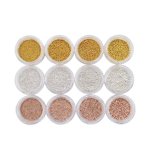 Nail Art Metal Mini Steel Ball, 3D Caviar Decoration Bead, 12 Pots