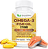 Omega-3 Fish Oil 3750mg Triple Strength, 180 Burpless Softgels, EPA 1200mg + DHA 900mg, Healthy Heart