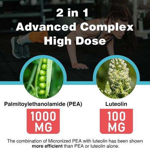 Liposomal Palmitoylethanolamide 1000 mg + Luteolin 100 mg for Enhanced Absorption, 60 Softgels