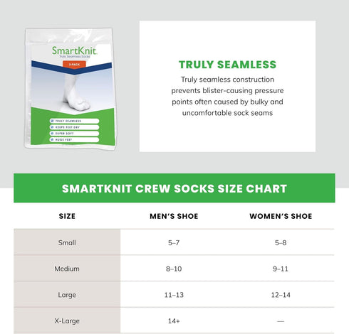 Seamless 3 Pack (6 Count) Diabetic Crew Socks