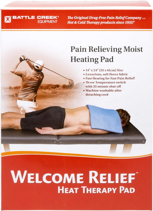 Battle Creek Welcome Relief Heating Pad - Moist or Dry, 14" X 24", Washable, Fast-Heating