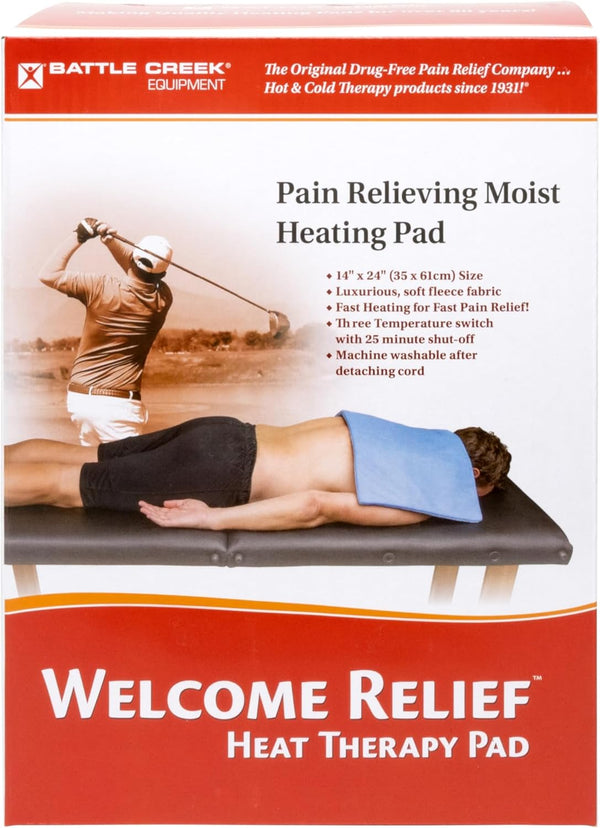 Battle Creek Welcome Relief Heating Pad - Moist or Dry, 14" X 24", Washable, Fast-Heating