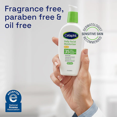 Cetaphil Face Moisturizer | Daily Oil Free Facial Moisturizer with SPF 35 | For Dry or Oily Combination Sensitive Skin