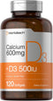 Horbaach Calcium Supplement with Vitamin D3, 600 mg, 120 Softgels, Non-GMO, Gluten Free