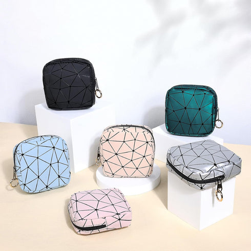 4.5" Mini Makeup Bag for Women, Small Black Cosmetics Bag for Purse, Portable Pouch with Zipper for Girls