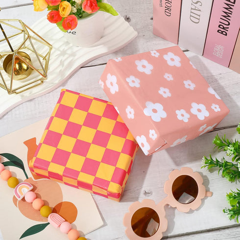 Whaline Boho Tissue Paper, Funny Face Wrapping Paper, Retro Boho Art Paper for Home DIY Gift Bags Party Decor