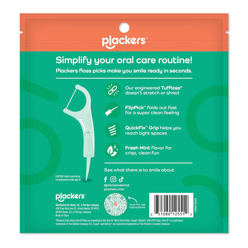 Plackers Micro Line Dental Floss Picks, Fold-Out FlipPick, Tuffloss, Fresh Mint Flavor, 300 Count