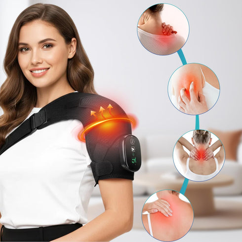 Tizwis 3 Shoulder Heating Pad with Vibration Modes, Portable Electric Cordless Shoulder Massager,Shoulder Wrap Pain