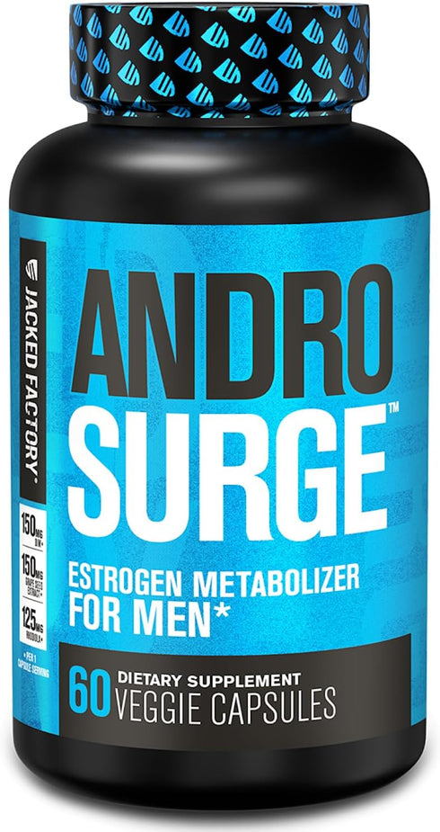 Androsurge Estrogen Blocker for Men, Natural Muscle Builder with DIM, Long Jack, & Grape Seed Extract
