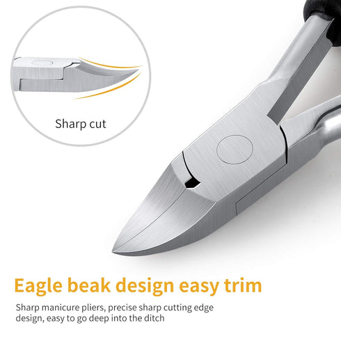 Toenail Clippers, Medical Grade Toe Nail Trimmer, Stainless Steel Sharp Pedicure Clippers for Thick Nails