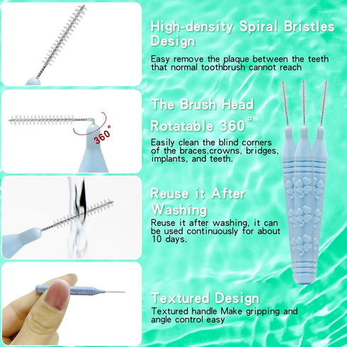 Slim Interdental Brushes, 32PCS Orthodontic Brushes for Braces, Oral Dental Hygiene Flosser for Deep Cleaning