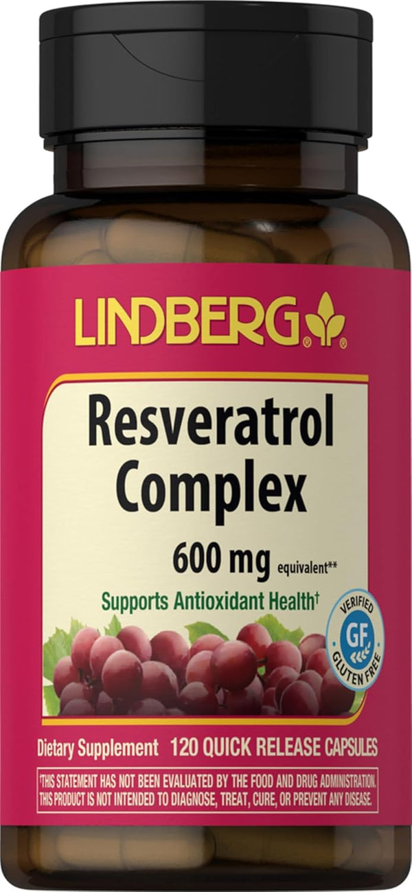 Lindberg Resveratrol Supplement | 100mg | 120 Capsules with Grape Seed and Red Wine Extracts