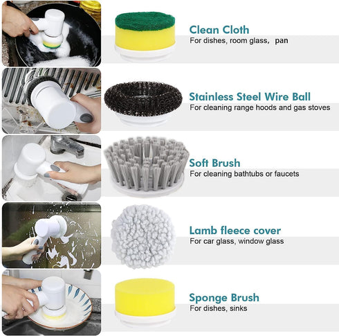 HFLYJPYW 6 (6) Electric Spin Scrubber - Shower Scrubber,Bathroom Scrubber Electric,for Cleaning Tub, Floor, Tile