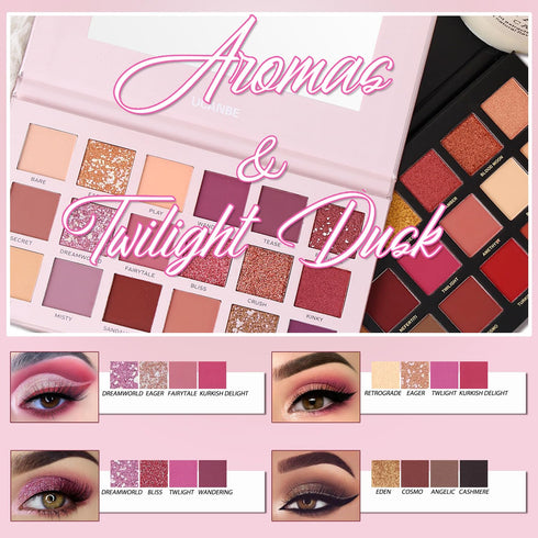 CHARMCODE 2Pcs Twilight Dusk + Aromas Nude Eyeshadow Palette Makeup Set - Highly Pigmented Blending Powder