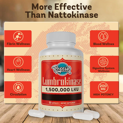 Lumbrokinase 200mg (Max Activity 1,500,000 LKU) - Lumbrokinase Enzymes Supplement, More Effective Than Nattokinase - 90