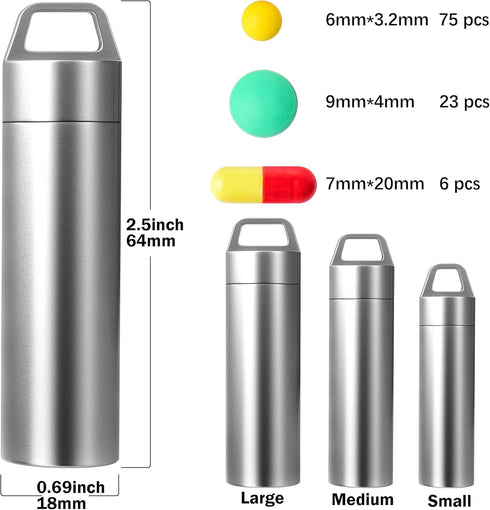 Portable Metal Pill Case Keychain - Waterproof Pill Box Container Mini Stainless Steel Organizer for Travel Purse Pocket