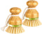 Bamboo Dish Brush, Pack of 2 Scrub Brush for Kitchen Sink, Dishes, Pots, Pans, Cast Iron Skillet Cleaning
