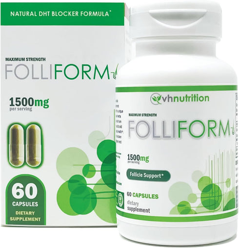 VH Nutrition FOLLIFORM | DHT Blocker for Men and Women | 1500mg Saw Palmetto, 60 Capsules
