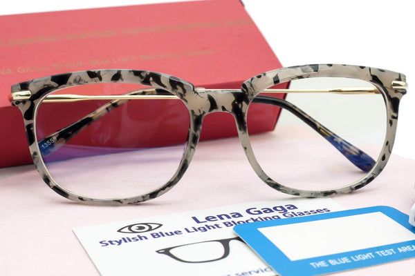 Stylish Blue Light Block Glasses for Women, Oversized Big Frame, Eye Strain UV Glare Blocker Lens, Metal Temples