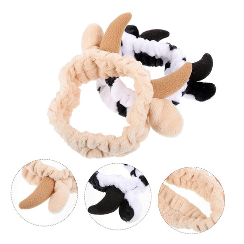 2 Pcs Animal Face Wash and Hair Bundle, Cow Headband Spa Hairband for Women, Skincare Headbands