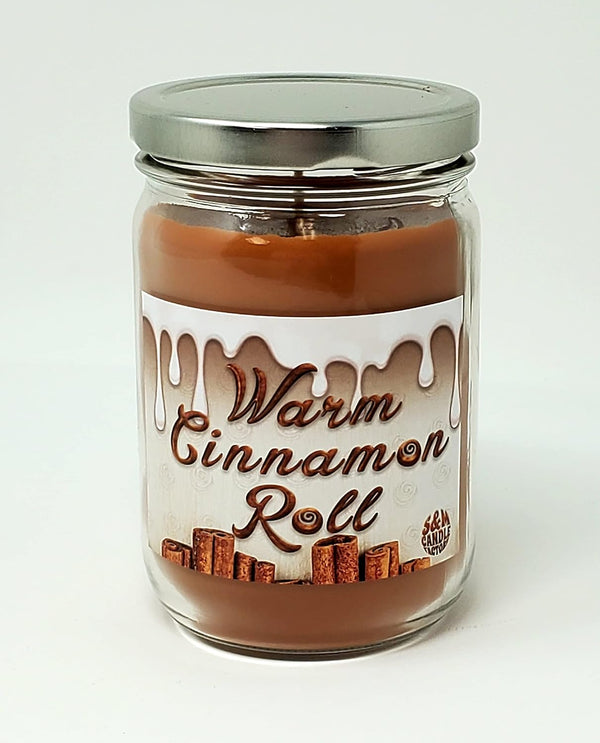 S&M Candle Factory Clearance Priced ~ Cinnamon Roll Candle ~ Hot Cinnamon Roll 12oz Soy